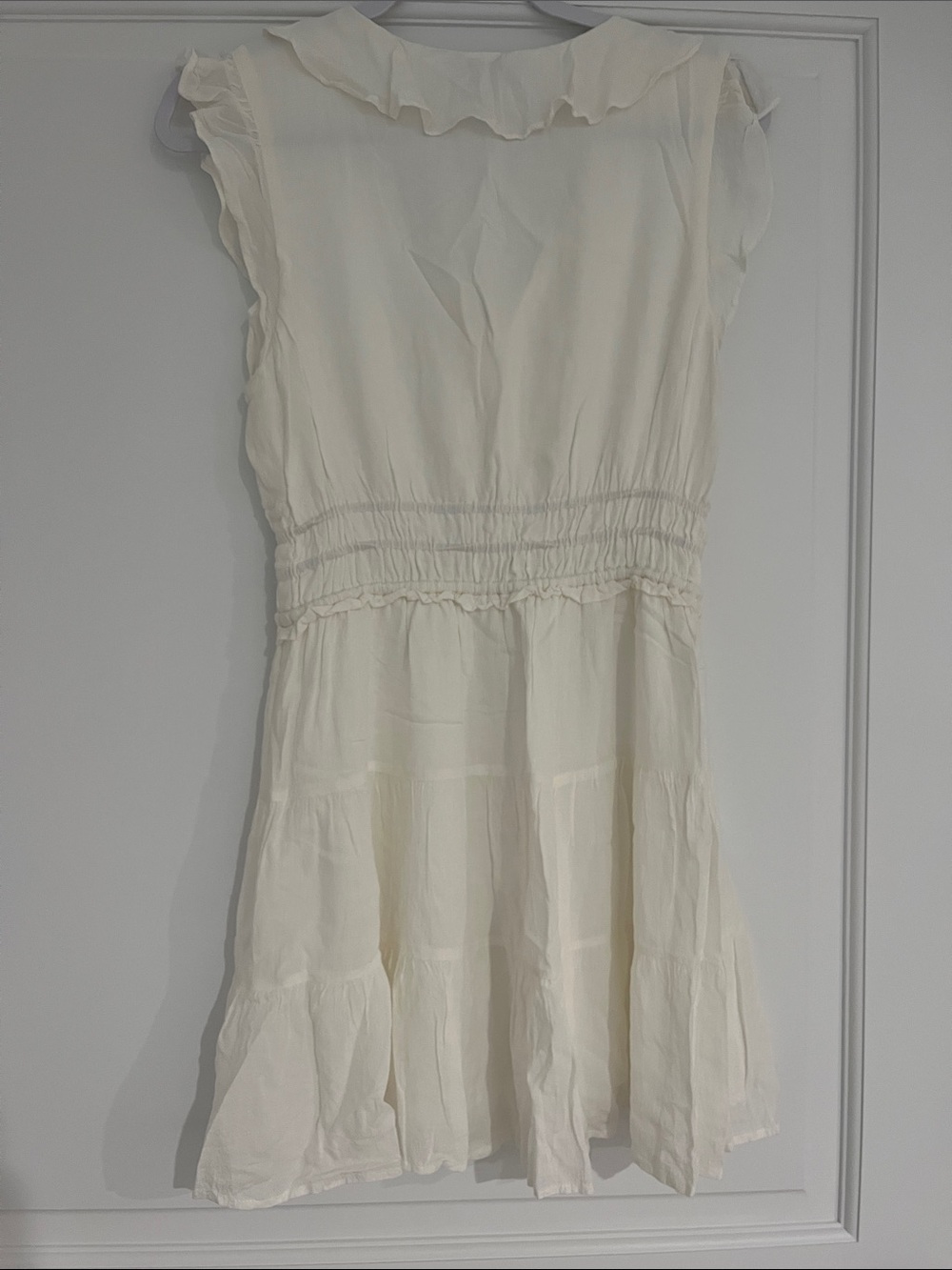 PAIGE Cream Ruffle Button-Front Mini Dress - Picture 3 of 3